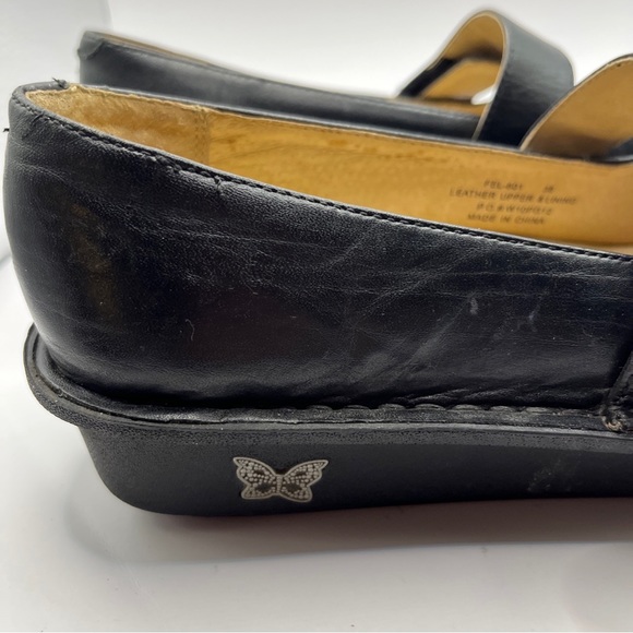 Women's ALEGRIA Black Leather Mary Jane Comfort Shoes Size 38/7 Hook And Eye - Picture 9 of 10